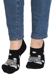 DOTTIE black low-cut socks with a wolf | Sokisahtel
