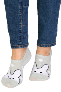DOTTIE light green low-cut socks with a rabbit | Sokisahtel