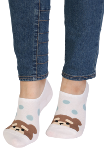 DOTTIE white low-cut socks with a bear | Sokisahtel