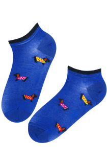 DOXIE blue low-cut socks with dachshunds | Sokisahtel