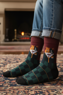 DUKE ruudulised härrasliku kassiga sokid lastele | Sokisahtel