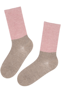 Тёплые шерстяные носки розово-бежевого цвета DUNE | Sokisahtel