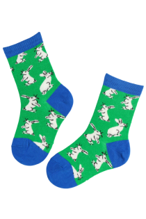 EASTER green cotton socks with bunnies for kids | Sokisahtel