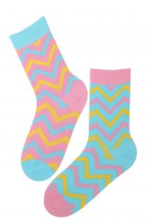 Хлопковые пасхальные носки с ярким зигзагообразным узором для мужчин и женщин EASTER (Пасха) | Sokisahtel