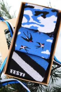 Подарочный набор из 3 пар женских хлопковых носков в эстонской тематике EESTIMAA (Эстония) | Sokisahtel