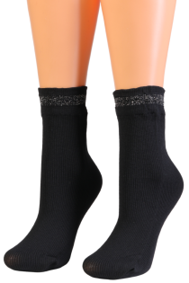 EEVI black socks with a shiny edge | Sokisahtel