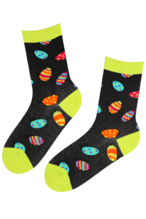 Хлопковые разноцветные носки с изображением раскрашенных пасхальных яиц EGGHUNTER | Sokisahtel
