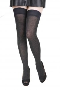 ELENA dark grey hold ups containing silk | Sokisahtel