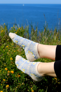 ELIISE blue floral low-cut socks | Sokisahtel