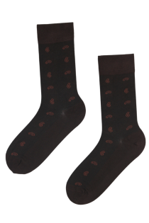 Мужские костюмные носки коричневого цвета из вискозы с ромбическим узором ELVIS | Sokisahtel