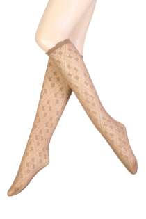EMMA sheer beige knee-highs with a pattern | Sokisahtel