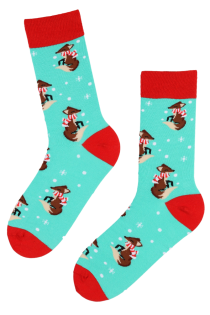 ENJOY blue cotton socks with foxes | Sokisahtel