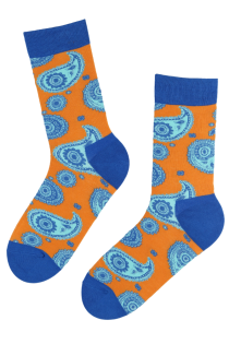 ERIC orange patterned cotton socks for men | Sokisahtel