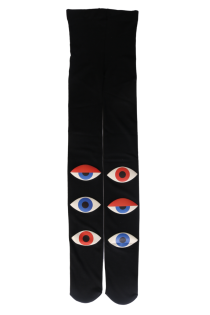 Женские фантазийные колготки черного цвета с печатным рисунком в виде абстрактных глаз EYES | Sokisahtel