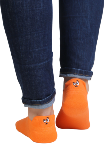 Укороченные (спортивные) хлопковые носки ярко-оранжевого цвета с изображением весёлых эмоций FACE | Sokisahtel