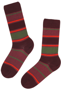 FANTASIA burgundy striped cotton socks | Sokisahtel