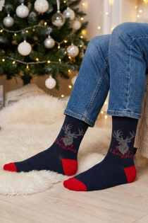 FERNANDO tumesinised meeste jõulusokid põhjapõtradega | Sokisahtel