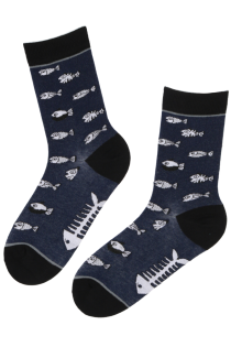 FISHBONE dark blue cotton socks | Sokisahtel