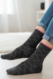 ROMB grey diamond pattern cotton socks | Sokisahtel