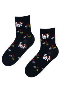BUBBA dark blue cotton socks with dogs | Sokisahtel