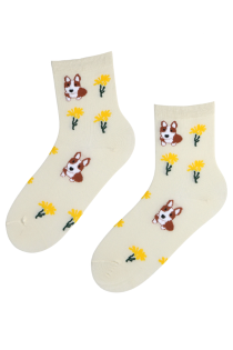 BUBBA white cotton socks with dogs | Sokisahtel