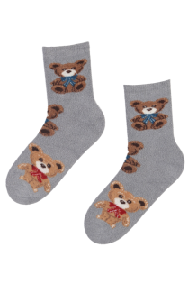 FLUFFY gray warm socks with bears | Sokisahtel