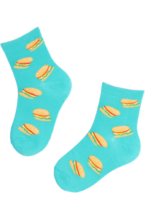 FOOD blue hamburger cotton socks for kids | Sokisahtel