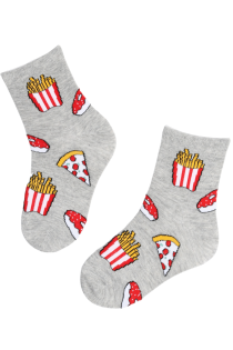 FOOD grey pizza cotton socks for kids | Sokisahtel