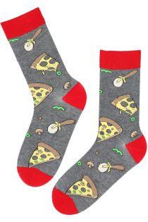 FOOD grey pizza lover cotton socks | Sokisahtel