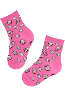 FOOD pink popcorn cotton socks for kids | Sokisahtel