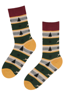Хлопковые носки с разноцветным полосатым узором в зимней тематике FROZEN | Sokisahtel