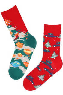 FRANZ red Christmas socks with trees | Sokisahtel