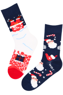 Хлопковые разнопарные носки тёмно-синего цвета на зимние праздники FRANZ | Sokisahtel