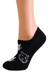 HAPPY black cotton footies with cats | Sokisahtel