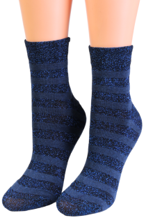 Хлопковые носки синего цвета с блестящими полосками GAGA | Sokisahtel