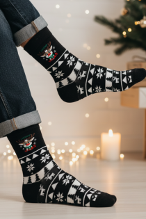 GERMO musta värvi jõulumustriga puuvillased sokid | Sokisahtel