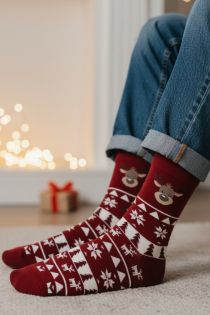 GERMO tumepunased jõulumustriga puuvillased sokid | Sokisahtel