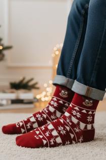 GERMO punased jõulumustriga puuvillased sokid | Sokisahtel