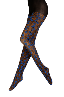 GIA tights with a blue floral pattern | Sokisahtel