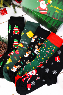 Рождественский подарочный набор из 5 пар волшебных хлопковых носков GIFT BOX | Sokisahtel