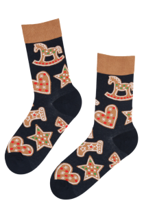 GINGER cotton socks with gingerbreads | Sokisahtel