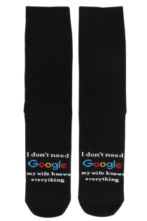 Хлопковые носки чёрного цвета с юмористической надписью GOOGLE | Sokisahtel