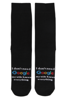 GOOGLE black socks with a message 