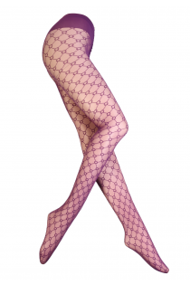Женские элегантные колготки фиолетового цвета с геометрическим узором в виде узлов GRAPHIC HUB 20DEN от Oroblu | Sokisahtel