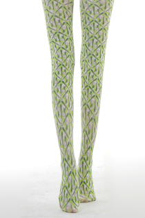 GREEN ONION pattern print tights