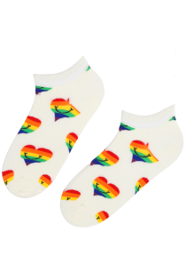 HEARTS low-cut socks with rainbow hearts | Sokisahtel
