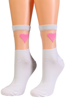 HEARTY light gray socks with pink hearts | Sokisahtel