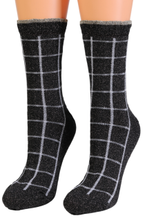 HEAVEN black plaid glittery socks | Sokisahtel