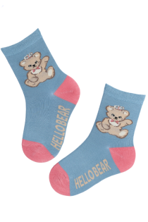 Детские хлопковые носки синего цвета с милыми мишками HELLO BEAR | Sokisahtel