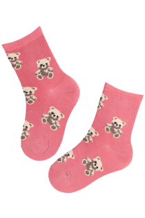 Детские хлопковые носки розового цвета с милыми мишками HELLO BEAR | Sokisahtel